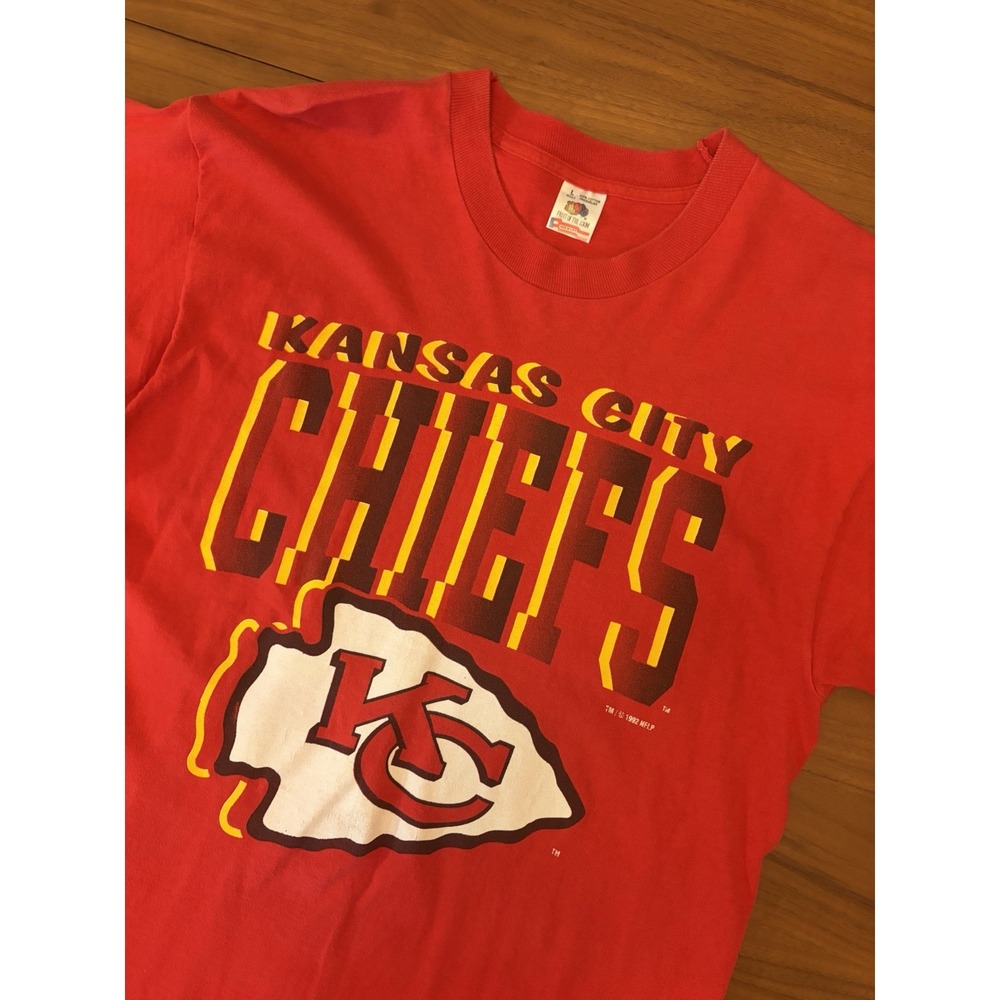 Vintage 90s Kansas City Chiefs T Shirt Mens L Single Stitch USA 1992 NFL Retro